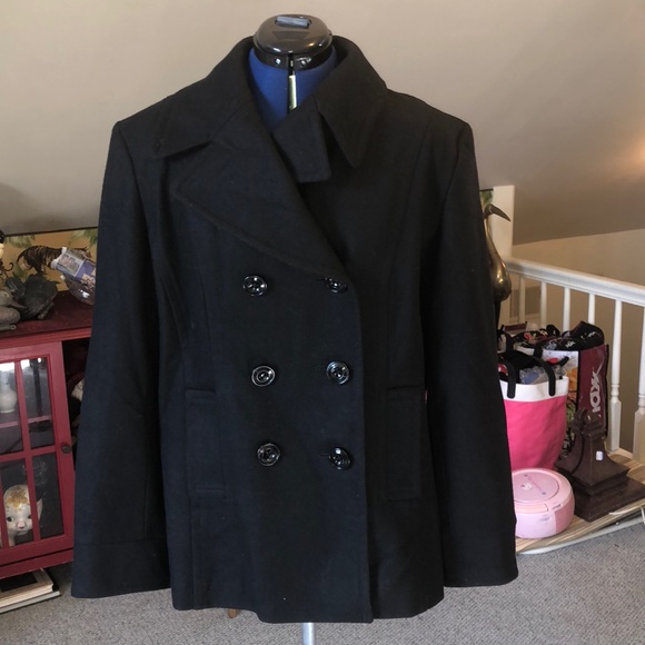 Jones New York Jackets & Blazers - Jones New York wool blend black pea coat 16